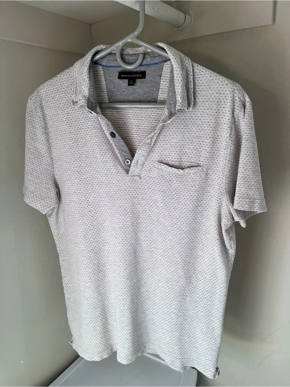 Banana Republic Light Gray Textured Henley Polo